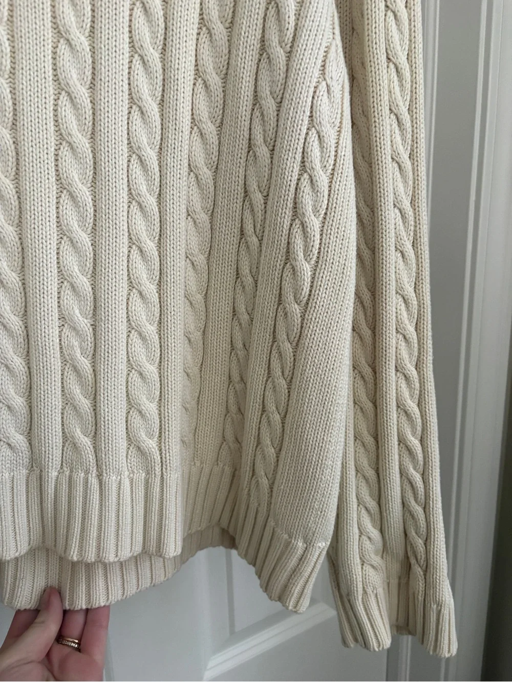 J Crew Vintage Cream Cable knit Crewneck Sweater Men’s Large Oversized Sweater